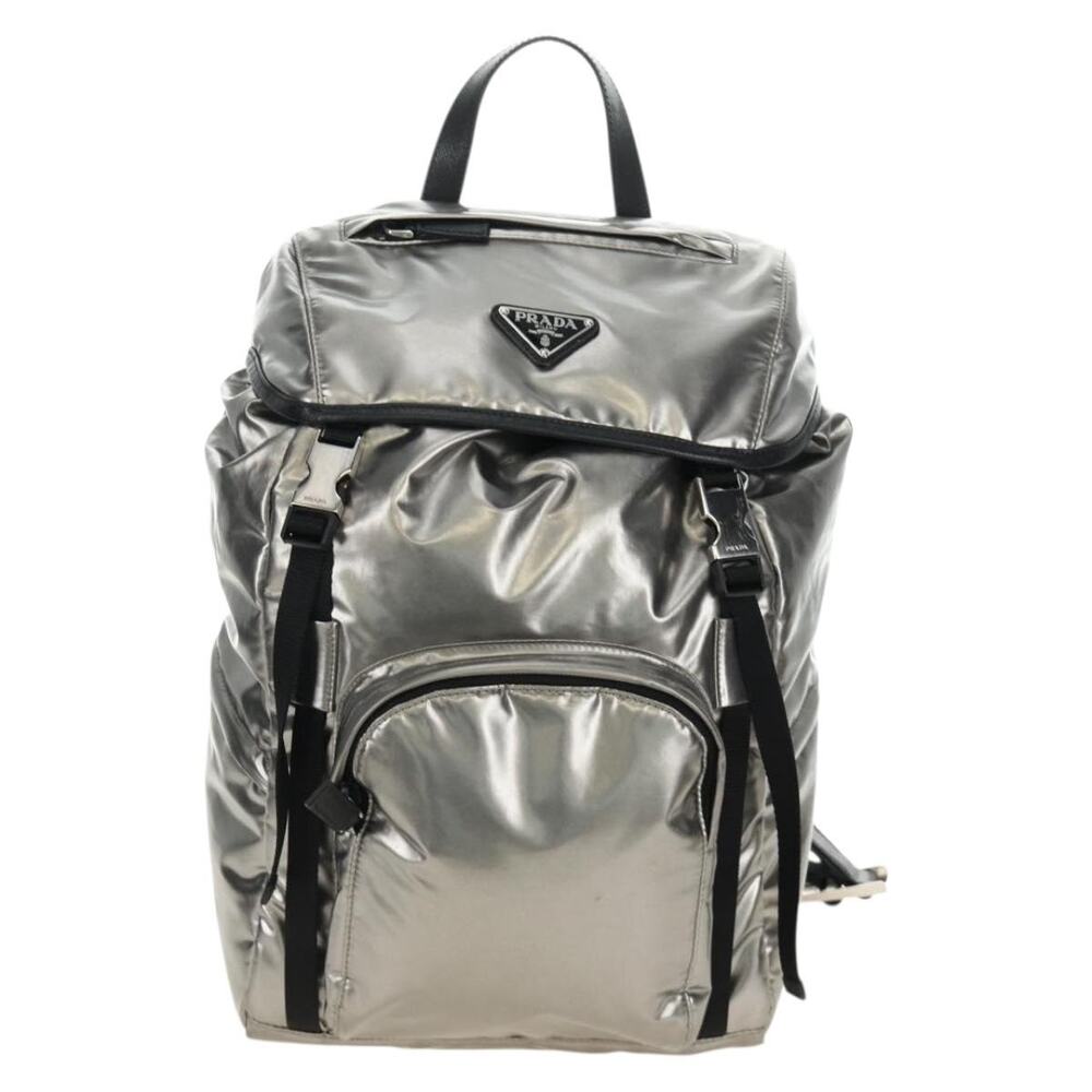Prada Galleria Nylon Backpack Silver